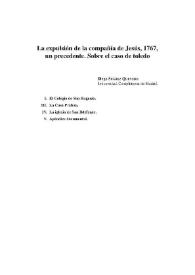 La expulsión de la compañía de Jesús, 1767, un precedente. Sobre el caso de Toledo / Diego Suárez Quevedo | Biblioteca Virtual Miguel de Cervantes