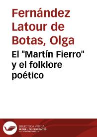 El "Martín Fierro" y el folklore poético | Biblioteca Virtual Miguel de Cervantes
