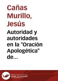 Autoridad y autoridades en la "Oración Apologética" de Forner / Jesús Cañas Murillo | Biblioteca Virtual Miguel de Cervantes