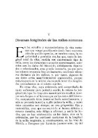 Diversas longitudes de las millas romanas / Antonio Blázquez | Biblioteca Virtual Miguel de Cervantes
