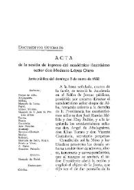 Acta de la sesión de ingreso del académico ilustrísimo señor don Modesto López Otero. Junta pública del 1 enero 1932 | Biblioteca Virtual Miguel de Cervantes
