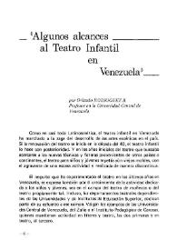 Algunos alcances al teatro infantil en Venezuela / por Orlando Rodríguez B. | Biblioteca Virtual Miguel de Cervantes