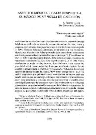 Aspectos médico-legislativos respecto a "El médico de su honra" de Calderón / A. Robert Lauer | Biblioteca Virtual Miguel de Cervantes