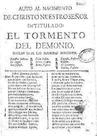 Auto al nacimiento de Christo Nuestro Señor intitulado : El tormento del demonio | Biblioteca Virtual Miguel de Cervantes