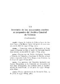 Inventario de los documentos escritos en pergamino del Archivo Catedral de Valencia [III] (Continuación) / Elías Olmos Canalda | Biblioteca Virtual Miguel de Cervantes