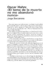 Oscar Hahn : "El tema de la muerte no me abandonó nunca" / Jorge Boccanera | Biblioteca Virtual Miguel de Cervantes