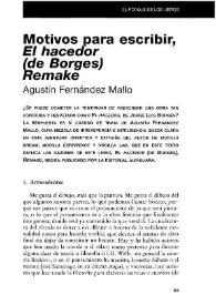 Motivos para escribir, "El hacedor"(de Borges), Remake / Agustín Fernández Mallo | Biblioteca Virtual Miguel de Cervantes