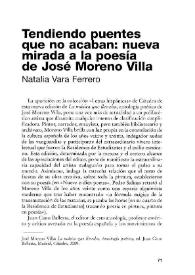 Tendiendo puentes que no acaban: nueva mirada a la poesía de José Moreno Villa / Natalia Vara Ferrero | Biblioteca Virtual Miguel de Cervantes