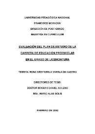 Evaluación del plan de estudio de la carrera de Educación Preescolar en el grado de licenciatura | Biblioteca Virtual Miguel de Cervantes