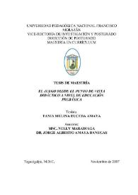 El juego desde el punto de vista didáctico a nivel de educación prebásica / Tania Melina Euceda Amaya | Biblioteca Virtual Miguel de Cervantes