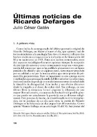 Últimas noticias de Ricardo Defarges / Julio César Galán | Biblioteca Virtual Miguel de Cervantes