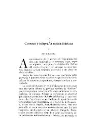 Correos y telegrafía óptica ibéricos / Francisco Carreras y Candi | Biblioteca Virtual Miguel de Cervantes
