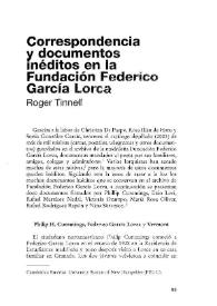 Correspondencia y documentos inéditos en la Fundación Federico García Lorca / Roger Tinnell | Biblioteca Virtual Miguel de Cervantes