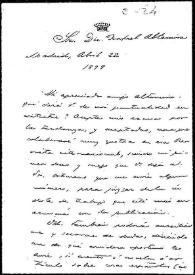 Carta de Emilia Pardo Bazán a Rafael Altamira. Madrid, 22 de abril de 1898 | Biblioteca Virtual Miguel de Cervantes