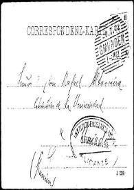 Tarjeta postal de A. [Farinchi?] a Rafael Altamira. [Austria], 20 de julio de 1902 | Biblioteca Virtual Miguel de Cervantes