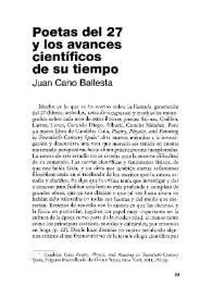 Poetas del 27 y la ciencia de su tiempo / Juan Cano Ballesta | Biblioteca Virtual Miguel de Cervantes