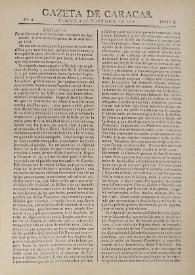 Gazeta de Caracas. Núm. 4, viernes 4 de noviembre de 1808 | Biblioteca Virtual Miguel de Cervantes