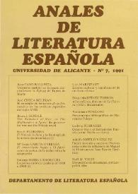 Anales de Literatura Española. Núm. 7, 1991 | Biblioteca Virtual Miguel de Cervantes