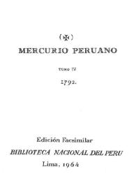 Mercurio Peruano. Tomo IV, 1792 | Biblioteca Virtual Miguel de Cervantes