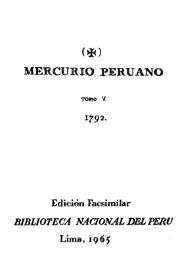Mercurio Peruano. Tomo V, 1792 | Biblioteca Virtual Miguel de Cervantes