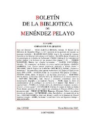 Boletín de la Biblioteca de Menéndez Pelayo. Año LXXXI, enero-diciembre 2005 | Biblioteca Virtual Miguel de Cervantes