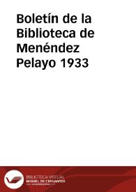 Boletín de la Biblioteca de Menéndez Pelayo. 1933 | Biblioteca Virtual Miguel de Cervantes