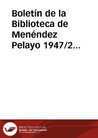 Boletín de la Biblioteca de Menéndez Pelayo. 1947/2-3 | Biblioteca Virtual Miguel de Cervantes