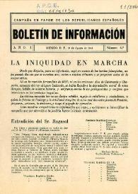 Boletín de Información. Campaña en favor de los republicanos españoles. Núm. 4, 10 de agosto de 1941 | Biblioteca Virtual Miguel de Cervantes