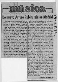 De nuevo Arturo (Arthur) Rubinstein en Madrid | Biblioteca Virtual Miguel de Cervantes