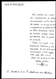 Oficio de acuse de recibo del dictamen sobre el prisma de arcilla islámico | Biblioteca Virtual Miguel de Cervantes