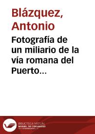 Fotografía de un miliario de la vía romana del Puerto de la Fuenfría. | Biblioteca Virtual Miguel de Cervantes