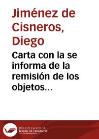 Carta con la se informa de la remisión de los objetos procedentes de la rambla de la Voltá y de otros emplazamientos dentro de Cartagena. | Biblioteca Virtual Miguel de Cervantes