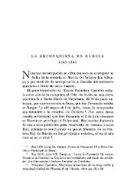 La reconquista de Murcia, 1243-1943 / Antonio Ballesteros Beretta | Biblioteca Virtual Miguel de Cervantes