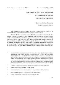 Más información sobre Las "alguacías" más antiguas en los manuscritos de Ocaña (Toledo) / Carmen A. Martínez Albarracín y Joaquina Albarracín Navarro