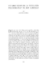 Un libro ejemplar  : La "Patología psicosomática" de Rof Carballo / por D. García Sabell | Biblioteca Virtual Miguel de Cervantes