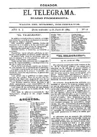 El Telegrama : diario progresista. Año I, núm. 17, miércoles 19 de junio de 1889 | Biblioteca Virtual Miguel de Cervantes