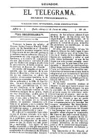 El Telegrama : diario progresista. Año I, núm. 18, viernes 21 de junio de 1889 | Biblioteca Virtual Miguel de Cervantes