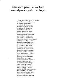 Romance para Pedro Laín con alguna ayuda de Lope / José García Nieto | Biblioteca Virtual Miguel de Cervantes
