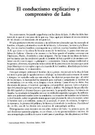 El conductismo explicativo y comprensivo de Laín / Mariano Yela | Biblioteca Virtual Miguel de Cervantes