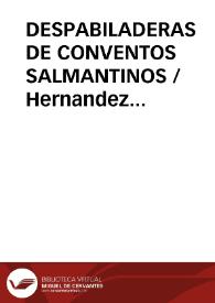 DESPABILADERAS DE CONVENTOS SALMANTINOS / Hernandez Jimenez, Margarita | Biblioteca Virtual Miguel de Cervantes