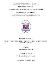 Estilos de aprendizaje y metacognición en estudiantes universitarios / Marcela Rivas Orellana | Biblioteca Virtual Miguel de Cervantes