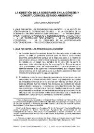 La cuestión de la soberanía en la génesis y constitución del Estado argentino /  José Carlos Chiaramonte | Biblioteca Virtual Miguel de Cervantes