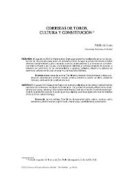 Corridas de toros, cultura y Constitución / Pablo de Lora | Biblioteca Virtual Miguel de Cervantes