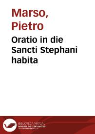 Oratio in die Sancti Stephani habita | Biblioteca Virtual Miguel de Cervantes