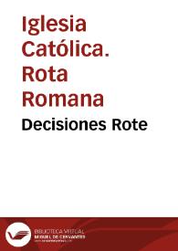 Decisiones Rote | Biblioteca Virtual Miguel de Cervantes