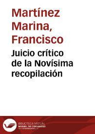 Juicio crítico de la Novísima recopilación | Biblioteca Virtual Miguel de Cervantes
