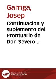 Continuacion y suplemento del Prontuario de Don Severo Aguirre | Biblioteca Virtual Miguel de Cervantes