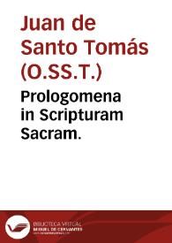 Prologomena in Scripturam Sacram. | Biblioteca Virtual Miguel de Cervantes