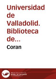 Coran | Biblioteca Virtual Miguel de Cervantes