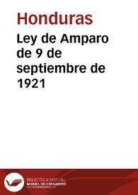 Ley de Amparo de 9 de septiembre de 1921 | Biblioteca Virtual Miguel de Cervantes